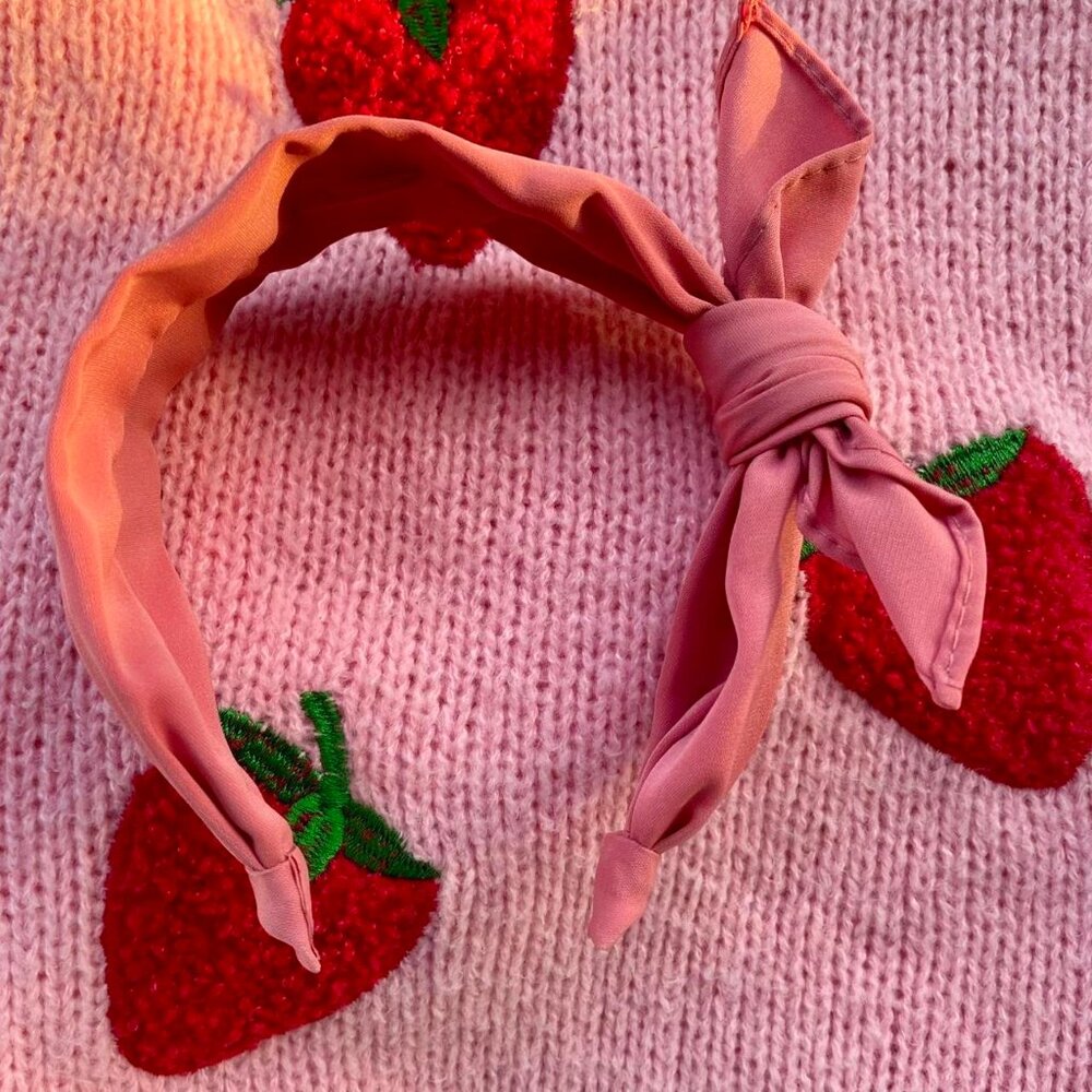 Pink tied bow headband